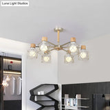 Nordic Iron Cage Semi - Flush Lamp With 3/6/8 - Head Black/Green/Gold Pendant Lighting For Ceiling