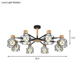 Nordic Iron Cage Semi - Flush Lamp With 3/6/8 - Head Black/Green/Gold Pendant Lighting For Ceiling