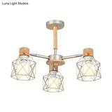 Nordic Iron Cage Semi - Flush Lamp With 3/6/8 - Head Black/Green/Gold Pendant Lighting For Ceiling