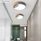 Nordic Iron Grey/White/Green Led Ceiling Light With Wood Grip - 12’/16’/19.5’ Wide