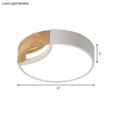 Nordic Iron Grey/White/Green Led Ceiling Light With Wood Grip - 12’/16’/19.5’ Wide