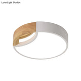 Nordic Iron Grey/White/Green Led Ceiling Light With Wood Grip - 12’/16’/19.5’ Wide