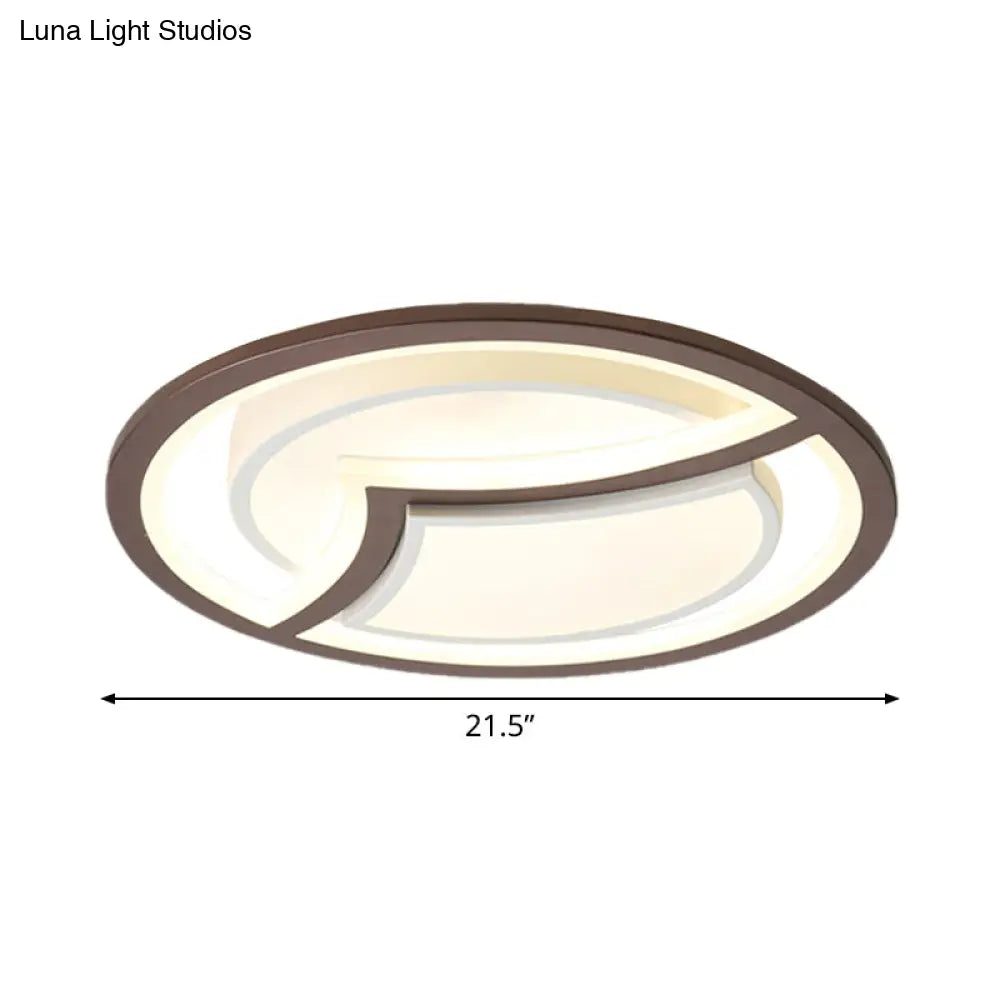 Nordic Iron Led Ceiling Light Fixture - 18’/21.5’ Coffee With Gull Pattern Warm/White Thin