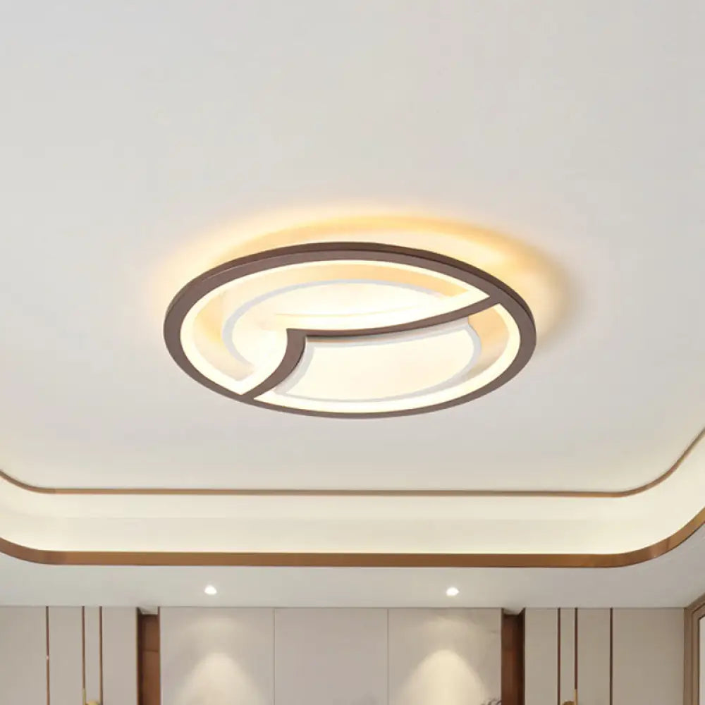 Nordic Iron Led Ceiling Light Fixture - 18’/21.5’ Coffee With Gull Pattern Warm/White Thin