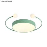 Nordic Iron Led Ceiling Light With Crab Design In Grey/White/Green For Bedrooms