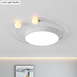 Nordic Iron Led Ceiling Light With Crab Design In Grey/White/Green For Bedrooms