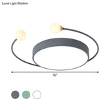 Nordic Iron Led Ceiling Light With Crab Design In Grey/White/Green For Bedrooms