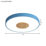 Nordic Iron Round Flush Mount Ceiling Light - 1 Head Pink/Blue/White Lighting Fixture For Bedroom