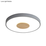 Nordic Iron Round Flush Mount Ceiling Light - 1 Head Pink/Blue/White Lighting Fixture For Bedroom