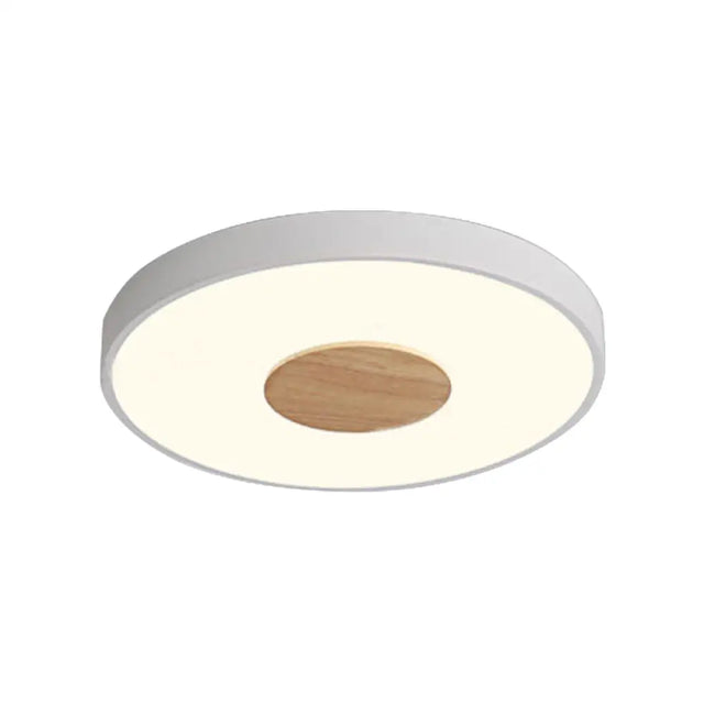 Nordic Iron Round Flush Mount Ceiling Light - 1 Head Pink/Blue/White Lighting Fixture For Bedroom