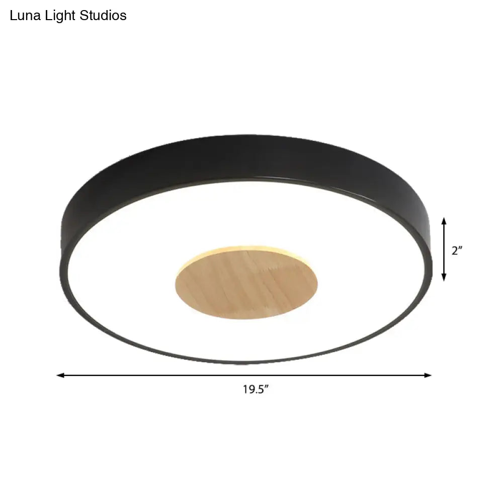 Nordic Iron Round Flush Mount Ceiling Light - 1 Head Pink/Blue/White Lighting Fixture For Bedroom