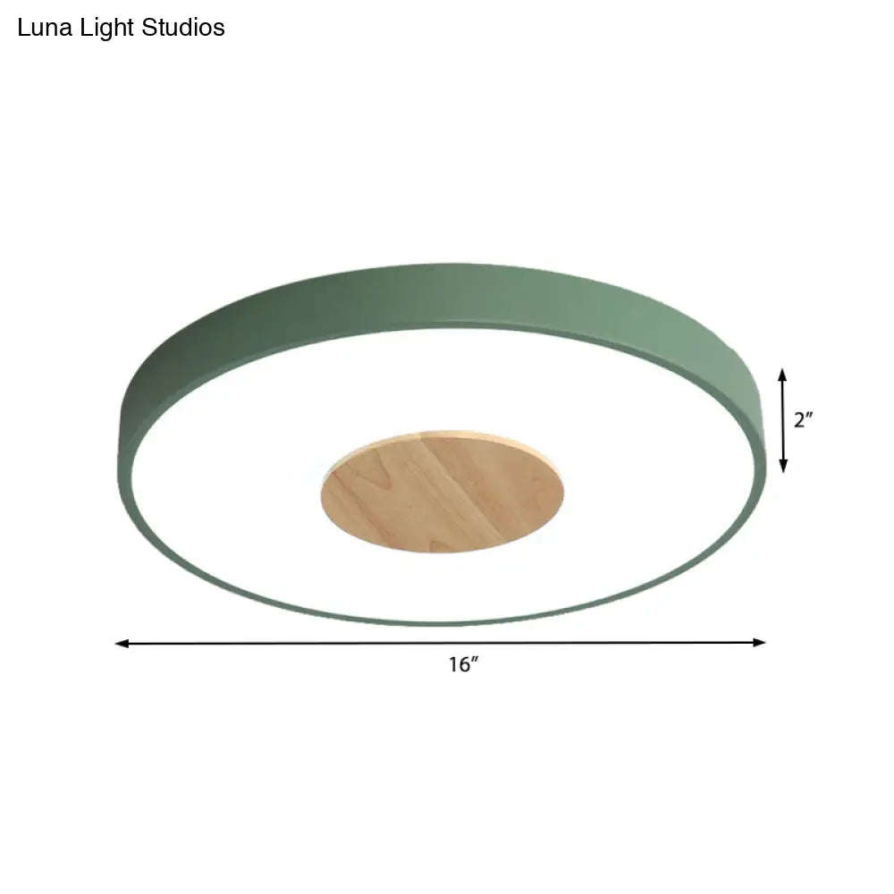 Nordic Iron Round Flush Mount Ceiling Light - 1 Head Pink/Blue/White Lighting Fixture For Bedroom