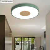 Nordic Iron Round Flush Mount Ceiling Light - 1 Head Pink/Blue/White Lighting Fixture For Bedroom