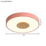 Nordic Iron Round Flush Mount Ceiling Light - 1 Head Pink/Blue/White Lighting Fixture For Bedroom