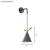 Nordic Iron Wall Mounted Funnel / Bell Antler Light Fixture In Grey For Bedroom - Warm/White