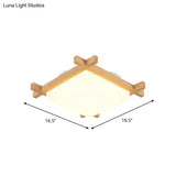 Nordic Led Acrylic Ceiling Lamp: Wood Chessboard Flush Mount Light Fixture (15’/16.5’/20.5’)