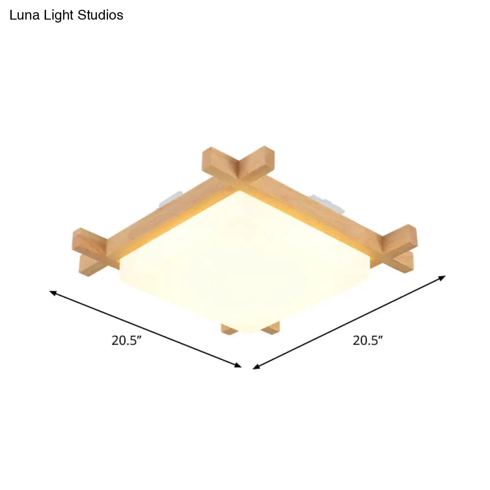 Nordic Led Acrylic Ceiling Lamp: Wood Chessboard Flush Mount Light Fixture (15’/16.5’/20.5’)