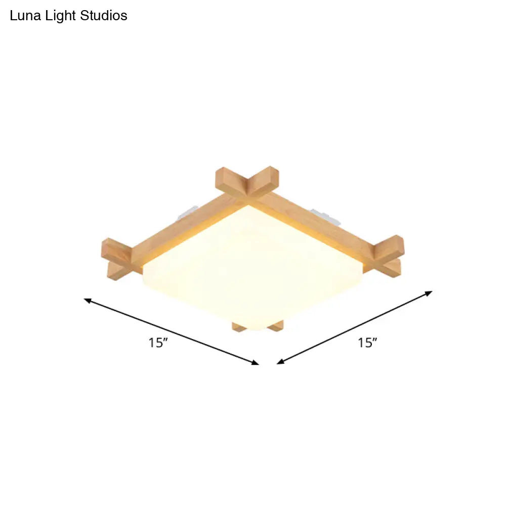 Nordic Led Acrylic Ceiling Lamp: Wood Chessboard Flush Mount Light Fixture (15’/16.5’/20.5’)