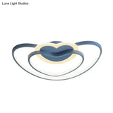 Nordic Led Ceiling Flush Light With Dual Loving Heart Frame In White Pink Or Blue Acrylic Shade
