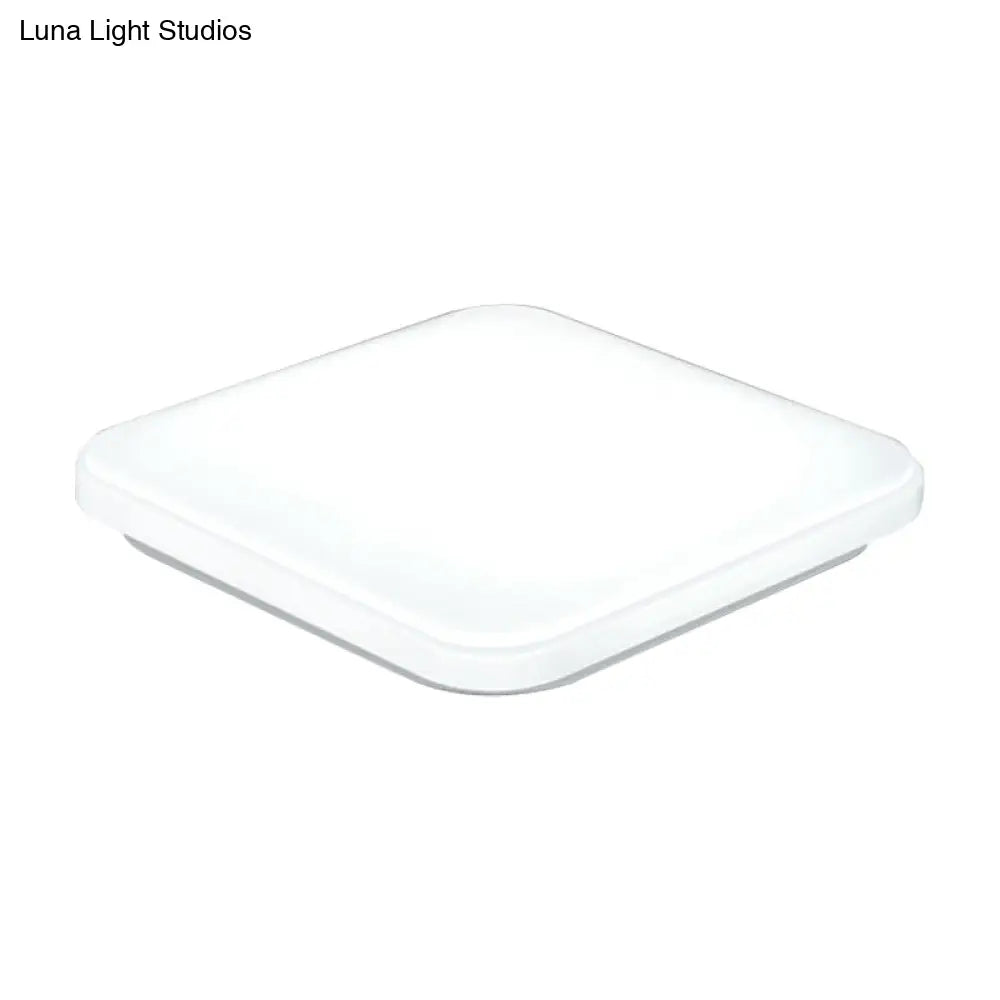 Nordic Led Ceiling Flush Mount Light - White Square Lamp With Acrylic Shade (12’/15’/18’) For
