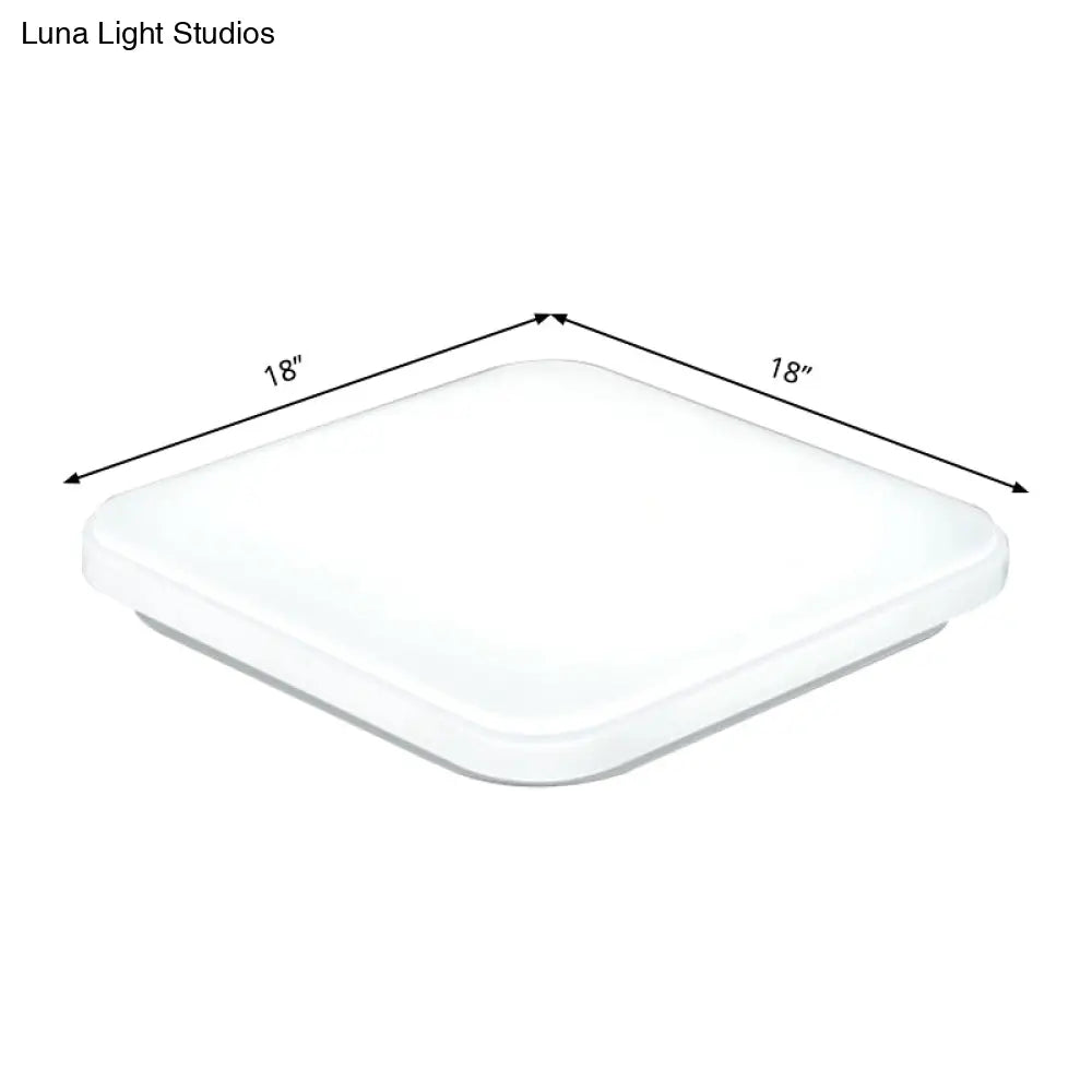 Nordic Led Ceiling Flush Mount Light - White Square Lamp With Acrylic Shade (12’/15’/18’) For