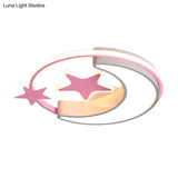 Nordic Led Ceiling Lamp For Children’s Bedroom With Star And Moon Design In Gold Pink Or Blue