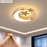 Nordic Led Ceiling Lamp For Children’s Bedroom With Star And Moon Design In Gold Pink Or Blue