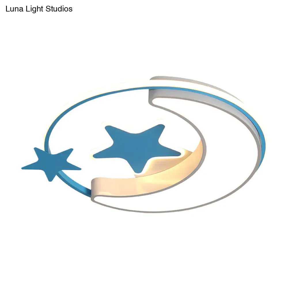 Nordic Led Ceiling Lamp For Children’s Bedroom With Star And Moon Design In Gold Pink Or Blue