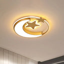Nordic Led Ceiling Lamp For Children’s Bedroom With Star And Moon Design In Gold Pink Or Blue