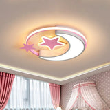 Nordic Led Ceiling Lamp For Children’s Bedroom With Star And Moon Design In Gold Pink Or Blue