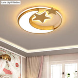 Nordic Led Ceiling Lamp For Children’s Bedroom With Star And Moon Design In Gold Pink Or Blue