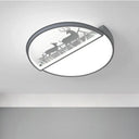 Nordic Led Ceiling Light With Deer Silhouette In 3 Colors Grey