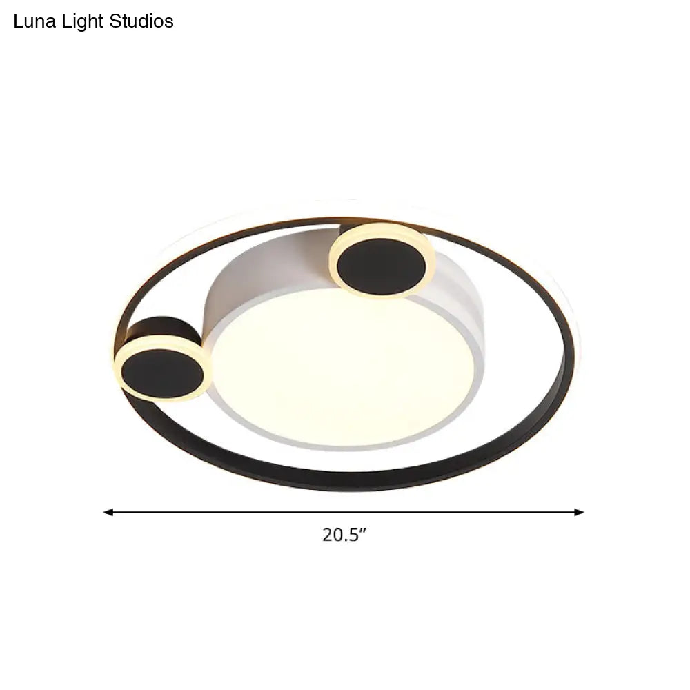 Nordic Led Circle Ceiling Flush Mount Lighting In White/Black - 16.5’/20.5’ Diameter White/Warm