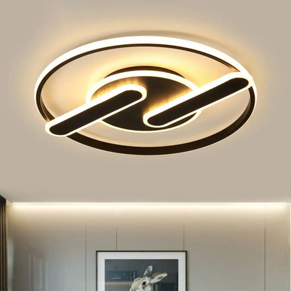 Nordic Led Circular Flush Mount Lighting Dual Lines Design 16.5’/20.5’ W Acrylic Black / 16.5’