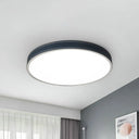 Nordic Led Disk Ceiling Light – Red/Blue/Green Leather Flush Mount For Bedroom Warm/White