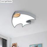 Nordic Led Fish - Shaped Flush Lamp For Bedroom In White/Grey/Pink Acrylic