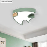 Nordic Led Fish - Shaped Flush Lamp For Bedroom In White/Grey/Pink Acrylic