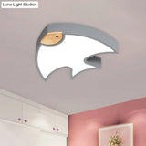 Nordic Led Fish - Shaped Flush Lamp For Bedroom In White/Grey/Pink Acrylic
