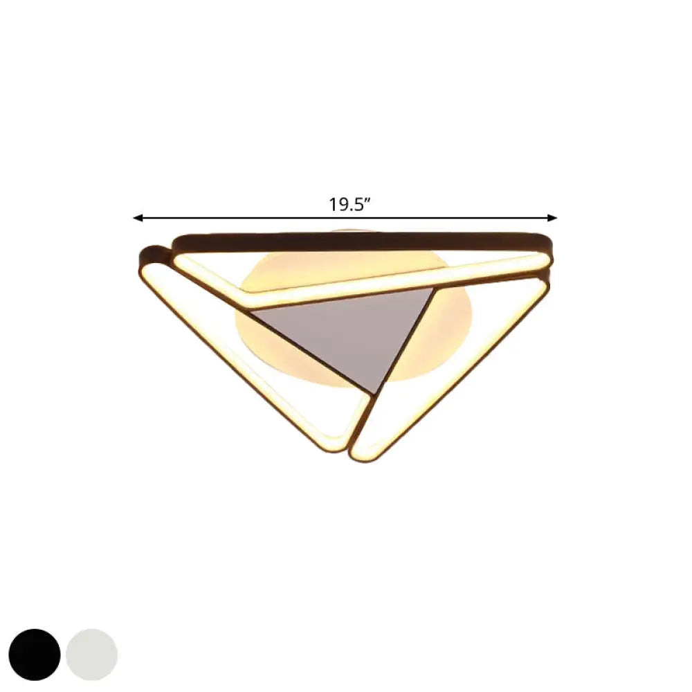 Nordic Led Flush Ceiling Light Acrylic Shade Black/White Triangle Mount Warm/White 19.5/29 W
