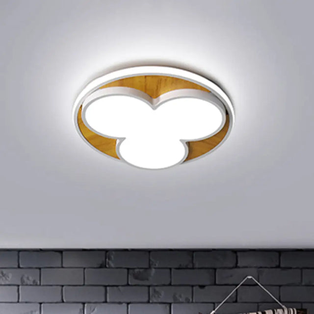 Nordic Led Flush Ceiling Light: Black/White Flower Design 16.5/20.5 Wide White/Warm Light