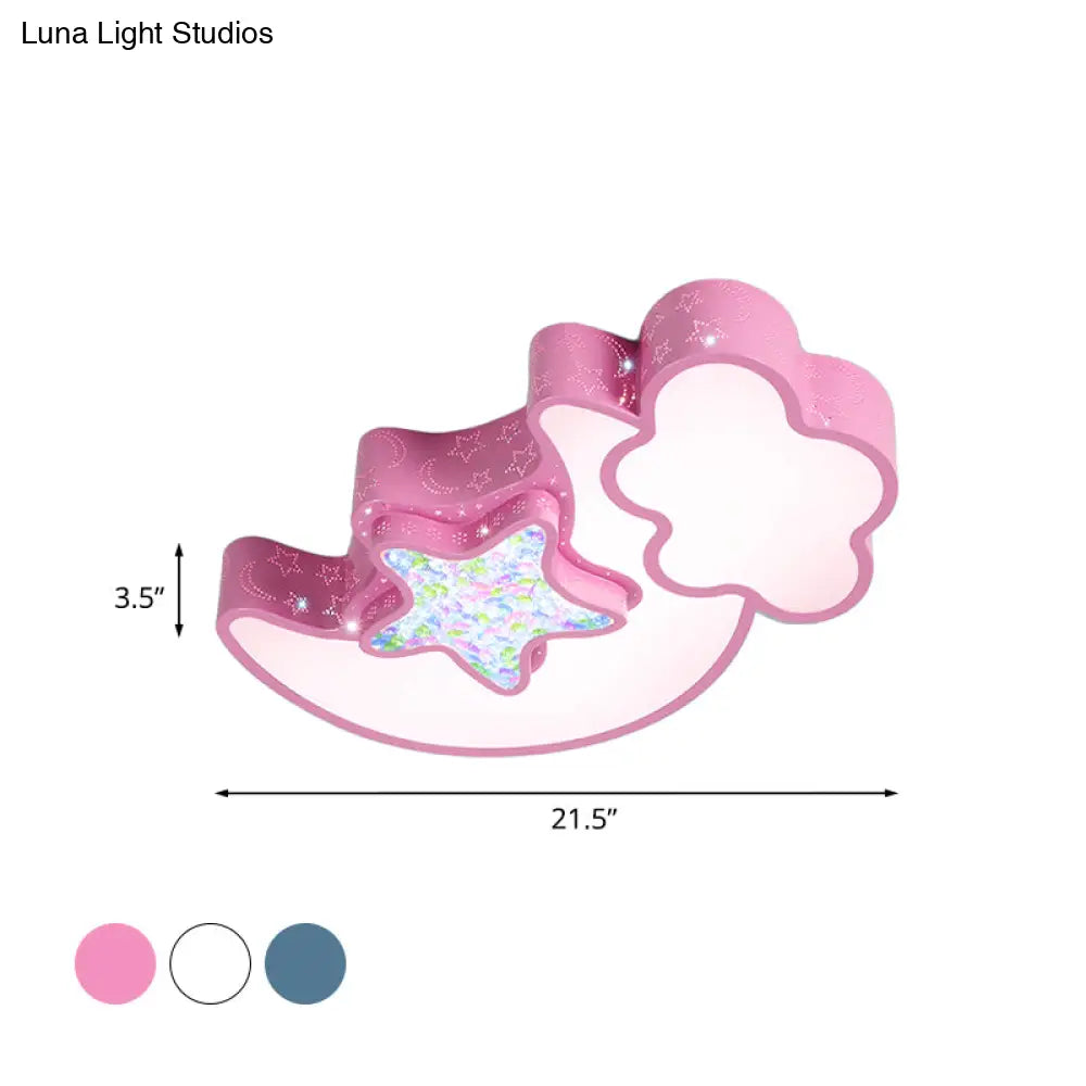 Nordic Led Flush Ceiling Light With Acrylic Starry Sky Design - Ideal For Child’s Bedroom