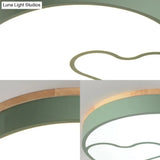 Nordic Led Flush Light With Metal Round Shade - Green/Grey/White Ceiling Lamp In Warm/White