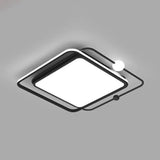 Nordic Led Flush Mount Ceiling Light With Square And Orb Design In Black Acrylic For Bedrooms /
