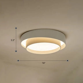 Nordic Led Flushmount Ceiling Light Fixture - Metal 2-Layer Design Ideal For Bedroom Lighting White