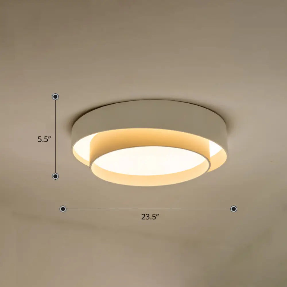 Nordic Led Flushmount Ceiling Light Fixture - Metal 2-Layer Design Ideal For Bedroom Lighting White