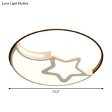 Nordic Led Flushmount Lamp - White - Black Moon And Star Design Acrylic Shade In Warm/White Light