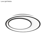 Nordic Led Flushmount Lighting Metal Round Ceiling Flush Mount In Black 16.5’/20.5’ Width