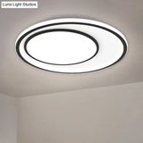Nordic Led Flushmount Lighting Metal Round Ceiling Flush Mount In Black 16.5’/20.5’ Width