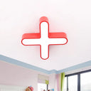 Nordic Led Flushmount Rgb Mathematical Notation Ceiling Lamp With Metal Shade Red