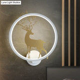 Nordic Led Gold Deer Wall Lamp With Glowing Hook - Stylish Aluminum Mural Light Fixture